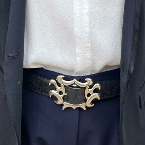 Ceinture reversible Femme Serpent noir / Bleu newport